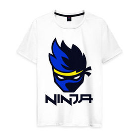 Мужская футболка хлопок с принтом FORTNITE NINJA в Белгороде, 100% хлопок | прямой крой, круглый вырез горловины, длина до линии бедер, слегка спущенное плечо. | fortnite | fortnite 2 | fortnite x | marshmello | ninja | ninja hyper streamer | ninja streamer | streamer | tyler blevins | маршмелло | ниндзя | фортнайт | фортнайт 2 | фортнайт глава 2