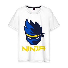 Мужская футболка хлопок с принтом FORTNITE NINJA в Белгороде, 100% хлопок | прямой крой, круглый вырез горловины, длина до линии бедер, слегка спущенное плечо. | Тематика изображения на принте: fortnite | fortnite 2 | fortnite x | marshmello | ninja | ninja hyper streamer | ninja streamer | streamer | tyler blevins | маршмелло | ниндзя | фортнайт | фортнайт 2 | фортнайт глава 2