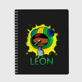 Тетрадь с принтом Leon (Brawl Stars) в Белгороде, 100% бумага | 48 листов, плотность листов — 60 г/м2, плотность картонной обложки — 250 г/м2. Листы скреплены сбоку удобной пружинной спиралью. Уголки страниц и обложки скругленные. Цвет линий — светло-серый
 | brawl stars | crow | game | leon | бравл | бравл стар | бравл старс | ворон | ворона | детская | детям | игра | компьютерная игра | кров | леон | персонаж | развлечение