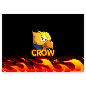 Поздравительная открытка с принтом Crow (Brawl Stars) в Белгороде, 100% бумага | плотность бумаги 280 г/м2, матовая, на обратной стороне линовка и место для марки
 | brawl stars | crow | game | leon | бравл | бравл стар | бравл старс | ворон | ворона | детская | детям | игра | компьютерная игра | кров | леон | персонаж | развлечение