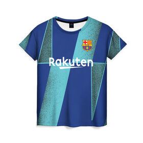 Женская футболка 3D с принтом Barcelona PreMatch kit в Белгороде, 100% полиэфир ( синтетическое хлопкоподобное полотно) | прямой крой, круглый вырез горловины, длина до линии бедер | barcelona | champions | laliga | league | messi | spain | барселона | испания | лига | месси | чемпионов