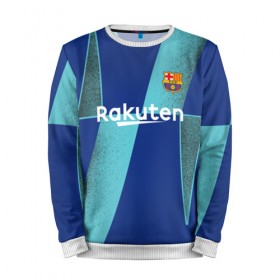 Мужской свитшот 3D с принтом Barcelona PreMatch kit в Белгороде, 100% полиэстер с мягким внутренним слоем | круглый вырез горловины, мягкая резинка на манжетах и поясе, свободная посадка по фигуре | Тематика изображения на принте: barcelona | champions | laliga | league | messi | spain | барселона | испания | лига | месси | чемпионов