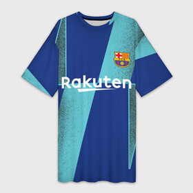 Платье-футболка 3D с принтом Barcelona PreMatch kit в Белгороде,  |  | barcelona | champions | laliga | league | messi | spain | барселона | испания | лига | месси | чемпионов