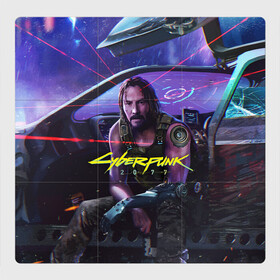 Магнитный плакат 3Х3 с принтом CYBERPUNK 2077 - КИАНУ в Белгороде, Полимерный материал с магнитным слоем | 9 деталей размером 9*9 см | 2077 | cyber | cyberpunk | demon | glitch | keanu | logo | punk | reeves | samurai | symbol | team | trauma | глитч | демон | киану | кибер | киберпанк | клан | лого | логотип | огонь | панк | ривз | самурай | символ