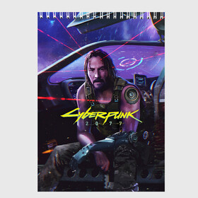 Скетчбук с принтом CYBERPUNK 2077 - КИАНУ в Белгороде, 100% бумага
 | 48 листов, плотность листов — 100 г/м2, плотность картонной обложки — 250 г/м2. Листы скреплены сверху удобной пружинной спиралью | Тематика изображения на принте: 2077 | cyber | cyberpunk | demon | glitch | keanu | logo | punk | reeves | samurai | symbol | team | trauma | глитч | демон | киану | кибер | киберпанк | клан | лого | логотип | огонь | панк | ривз | самурай | символ