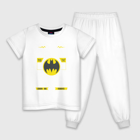 Детская пижама хлопок с принтом Bat-Signal в Белгороде, 100% хлопок |  брюки и футболка прямого кроя, без карманов, на брюках мягкая резинка на поясе и по низу штанин
 | Тематика изображения на принте: 80 | 80th | anniversary | bat man | batman | batman comics | caped crusader | dark knight | shtatbat | бетмен | брюс уэйн | бэт мен | бэтмен | тёмный рыцарь
