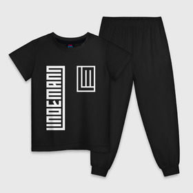 Детская пижама хлопок с принтом LINDEMANN в Белгороде, 100% хлопок |  брюки и футболка прямого кроя, без карманов, на брюках мягкая резинка на поясе и по низу штанин
 | Тематика изображения на принте: lindeman | lindemann | logo | music | pain | rammstein | rock | rumstein | till | группа | линдеман | линдеманн | лого | логотип | метал | музыка | пэйн | раммштайн | рамштаин | рамштайн | рок | символ | тилль