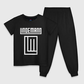 Детская пижама хлопок с принтом LINDEMANN в Белгороде, 100% хлопок |  брюки и футболка прямого кроя, без карманов, на брюках мягкая резинка на поясе и по низу штанин
 | Тематика изображения на принте: lindeman | lindemann | logo | music | pain | rammstein | rock | rumstein | till | группа | линдеман | линдеманн | лого | логотип | метал | музыка | пэйн | раммштайн | рамштаин | рамштайн | рок | символ | тилль