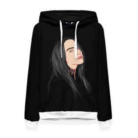 Женская толстовка 3D с принтом Billie Eilish в Белгороде, 100% полиэстер  | двухслойный капюшон со шнурком для регулировки, мягкие манжеты на рукавах и по низу толстовки, спереди карман-кенгуру с мягким внутренним слоем. | bad | billie | boy | boys | eilish | girl | girls | music | pop | rap | sad | trend | билли | грустно | девочка | девочки | девушка | мальчик | музыка | поп | рэп | тренд | эйлиш