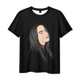 Мужская футболка 3D с принтом Billie Eilish в Белгороде, 100% полиэфир | прямой крой, круглый вырез горловины, длина до линии бедер | bad | billie | boy | boys | eilish | girl | girls | music | pop | rap | sad | trend | билли | грустно | девочка | девочки | девушка | мальчик | музыка | поп | рэп | тренд | эйлиш