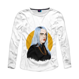 Женский лонгслив 3D с принтом Billie Eilish в Белгороде, 100% полиэстер | длинные рукава, круглый вырез горловины, полуприлегающий силуэт | bad | billie | boy | boys | eilish | girl | girls | music | pop | rap | sad | trend | билли | грустно | девочка | девочки | девушка | мальчик | музыка | поп | рэп | тренд | эйлиш