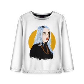 Детский лонгслив 3D с принтом Billie Eilish в Белгороде, 100% полиэстер | длинные рукава, круглый вырез горловины, полуприлегающий силуэт
 | Тематика изображения на принте: bad | billie | boy | boys | eilish | girl | girls | music | pop | rap | sad | trend | билли | грустно | девочка | девочки | девушка | мальчик | музыка | поп | рэп | тренд | эйлиш