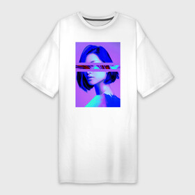 Платье-футболка хлопок с принтом Blurred visions в Белгороде,  |  | art | digital | glitch | арт | глитч | глюк | искажение | искусство | ошибка | цифровое | цифровой
