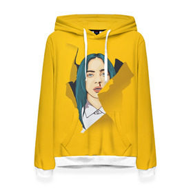 Женская толстовка 3D с принтом Billie Eilish в Белгороде, 100% полиэстер  | двухслойный капюшон со шнурком для регулировки, мягкие манжеты на рукавах и по низу толстовки, спереди карман-кенгуру с мягким внутренним слоем. | bad | billie | boy | boys | eilish | girl | girls | music | pop | rap | sad | trend | билли | грустно | девочка | девочки | девушка | мальчик | музыка | поп | рэп | тренд | эйлиш