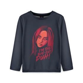 Детский лонгслив 3D с принтом Billie Eilish в Белгороде, 100% полиэстер | длинные рукава, круглый вырез горловины, полуприлегающий силуэт
 | bad | billie | boy | boys | eilish | girl | girls | music | pop | rap | sad | trend | билли | грустно | девочка | девочки | девушка | мальчик | музыка | поп | рэп | тренд | эйлиш