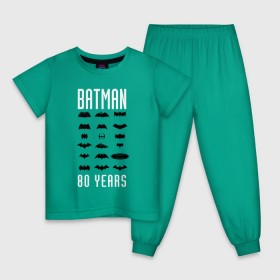 Детская пижама хлопок с принтом Batman Logos в Белгороде, 100% хлопок |  брюки и футболка прямого кроя, без карманов, на брюках мягкая резинка на поясе и по низу штанин
 | Тематика изображения на принте: 80 | 80th | anniversary | bat man | batman | batman comics | caped crusader | dark knight | shtatjl | бетмен | брюс уэйн | бэт мен | бэтмен | тёмный рыцарь