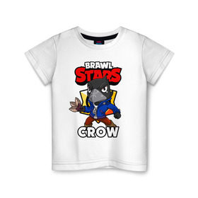 Детская футболка хлопок с принтом BRAWL STARS CROW в Белгороде, 100% хлопок | круглый вырез горловины, полуприлегающий силуэт, длина до линии бедер | brawl stars | brawl stars crow | brawler | crow | бравл старз | бравлер | ворон