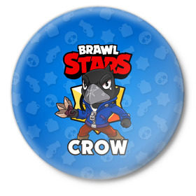 Значок с принтом BRAWL STARS CROW в Белгороде,  металл | круглая форма, металлическая застежка в виде булавки | brawl stars | brawl stars crow | brawler | crow | бравл старз | бравлер | ворон