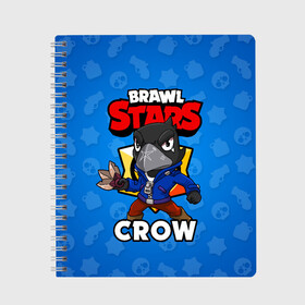 Тетрадь с принтом BRAWL STARS CROW в Белгороде, 100% бумага | 48 листов, плотность листов — 60 г/м2, плотность картонной обложки — 250 г/м2. Листы скреплены сбоку удобной пружинной спиралью. Уголки страниц и обложки скругленные. Цвет линий — светло-серый
 | brawl stars | brawl stars crow | brawler | crow | бравл старз | бравлер | ворон