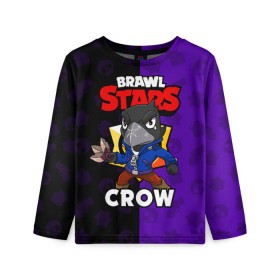 Детский лонгслив 3D с принтом BRAWL STARS CROW в Белгороде, 100% полиэстер | длинные рукава, круглый вырез горловины, полуприлегающий силуэт
 | brawl stars | brawl stars crow | brawler | crow | бравл старз | бравлер | ворон