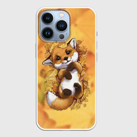 Чехол для iPhone 13 Pro с принтом Осенний лисёнок в Белгороде,  |  | fox | лис | лиса | лисёнок | лисичка | листва | листья | осень | рыжая