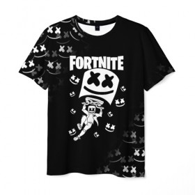 Мужская футболка 3D с принтом FORTNITE x MARSHMELLO в Белгороде, 100% полиэфир | прямой крой, круглый вырез горловины, длина до линии бедер | fortnite | fortnite 2 | fortnite x | marshmello | ninja | ninja hyper streamer | ninja streamer | streamer | tyler blevins | маршмелло | ниндзя | фортнайт | фортнайт 2 | фортнайт глава 2