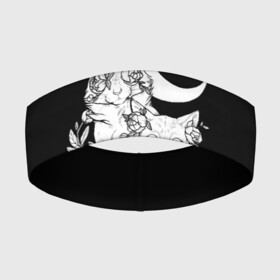 Повязка на голову 3D с принтом Котики в Белгороде,  |  | котики | полумесяц | розы | цветы | черно белое