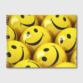 Альбом для рисования с принтом YELLOW SMILE в Белгороде, 100% бумага
 | матовая бумага, плотность 200 мг. | emoji | настроение | позитив | смайлики | смайлы | стикеры | текстура смайл | улыбки | фон смайл | эмодзи