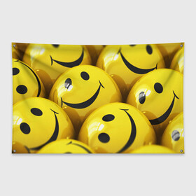 Флаг-баннер с принтом YELLOW SMILE в Белгороде, 100% полиэстер | размер 67 х 109 см, плотность ткани — 95 г/м2; по краям флага есть четыре люверса для крепления | emoji | настроение | позитив | смайлики | смайлы | стикеры | текстура смайл | улыбки | фон смайл | эмодзи