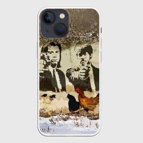 Чехол для iPhone 13 mini с принтом Pulp fiction in Russia в Белгороде,  |  | chicken | humor | plaster | pulp fiction | russia | snow | tarantino | travolta | wall | криминальное чтиво | курица | россия | снег | стена | тарантино | штукатурка