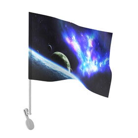 Флаг для автомобиля с принтом ЗЕМЛЯ в Белгороде, 100% полиэстер | Размер: 30*21 см | galaxy | nebula | space | star | абстракция | вселенная | галактика | звезда | звезды | космический | планеты