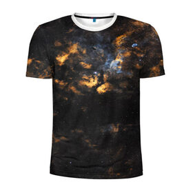 Мужская футболка 3D спортивная с принтом Космическое небо в Белгороде, 100% полиэстер с улучшенными характеристиками | приталенный силуэт, круглая горловина, широкие плечи, сужается к линии бедра | Тематика изображения на принте: galaxy | nebula | space | star | абстракция | вселенная | галактика | звезда | звезды | космический | планеты