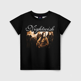 Детская футболка 3D с принтом Nightwish в Белгороде, 100% гипоаллергенный полиэфир | прямой крой, круглый вырез горловины, длина до линии бедер, чуть спущенное плечо, ткань немного тянется | Тематика изображения на принте: metal | nightwish | symphonic metal | tarja | tarja turunen | turunen | метал | найтвиш | симфоник метал | тарья | турунен