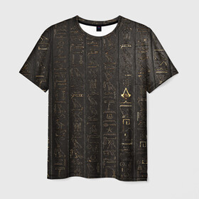 Мужская футболка 3D с принтом Egypt Hieroglyphs в Белгороде, 100% полиэфир | прямой крой, круглый вырез горловины, длина до линии бедер | egypt | symbol | египет | знаки | иероглифы | надпись | символы