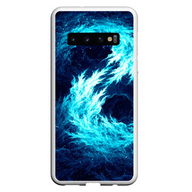 Чехол для Samsung Galaxy S10 с принтом Abstract fractal blue flame в Белгороде, Силикон | Область печати: задняя сторона чехла, без боковых панелей | abstract | colors | dark | flame | fractal | space | абстракция | космос | краски | огонь | пламя | тёмный | фрактал