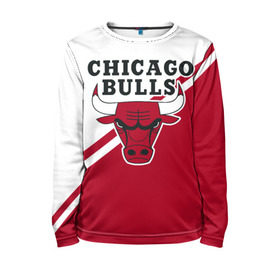Детский лонгслив 3D с принтом Chicago Bulls Red-White в Белгороде, 100% полиэстер | длинные рукава, круглый вырез горловины, полуприлегающий силуэт
 | bulls | chicago | chicago bulls | nba | баскетбол | буллз | нба | чикаго | чикаго буллз