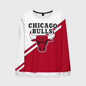Мужской свитшот 3D с принтом Chicago Bulls Red-White в Белгороде, 100% полиэстер с мягким внутренним слоем | круглый вырез горловины, мягкая резинка на манжетах и поясе, свободная посадка по фигуре | bulls | chicago | chicago bulls | nba | баскетбол | буллз | нба | чикаго | чикаго буллз