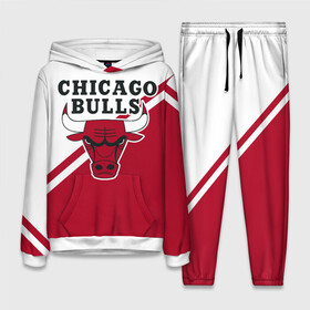 Женский костюм 3D (с толстовкой) с принтом Chicago Bulls Red White в Белгороде,  |  | bulls | chicago | chicago bulls | nba | баскетбол | буллз | нба | чикаго | чикаго буллз