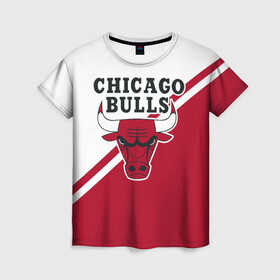 Женская футболка 3D с принтом Chicago Bulls Red-White в Белгороде, 100% полиэфир ( синтетическое хлопкоподобное полотно) | прямой крой, круглый вырез горловины, длина до линии бедер | bulls | chicago | chicago bulls | nba | баскетбол | буллз | нба | чикаго | чикаго буллз