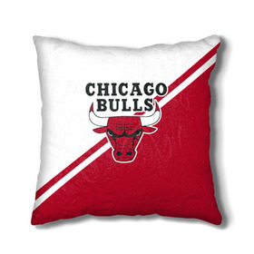 Подушка 3D с принтом Chicago Bulls Red-White в Белгороде, наволочка – 100% полиэстер, наполнитель – холлофайбер (легкий наполнитель, не вызывает аллергию). | состоит из подушки и наволочки. Наволочка на молнии, легко снимается для стирки | bulls | chicago | chicago bulls | nba | баскетбол | буллз | нба | чикаго | чикаго буллз