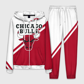 Мужской костюм 3D с принтом Chicago Bulls Red-White в Белгороде, 100% полиэстер | Манжеты и пояс оформлены тканевой резинкой, двухслойный капюшон со шнурком для регулировки, карманы спереди | bulls | chicago | chicago bulls | nba | баскетбол | буллз | нба | чикаго | чикаго буллз