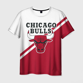 Мужская футболка 3D с принтом Chicago Bulls Red-White в Белгороде, 100% полиэфир | прямой крой, круглый вырез горловины, длина до линии бедер | bulls | chicago | chicago bulls | nba | баскетбол | буллз | нба | чикаго | чикаго буллз