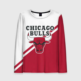 Женский лонгслив 3D с принтом Chicago Bulls Red-White в Белгороде, 100% полиэстер | длинные рукава, круглый вырез горловины, полуприлегающий силуэт | bulls | chicago | chicago bulls | nba | баскетбол | буллз | нба | чикаго | чикаго буллз