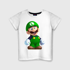 Детская футболка хлопок с принтом Luigi`s Mansion в Белгороде, 100% хлопок | круглый вырез горловины, полуприлегающий силуэт, длина до линии бедер | game | luigis mansion | mario | nintendo | видеоигра | игра | луиджи | марио | привидение | призрак