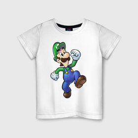 Детская футболка хлопок с принтом Luigis Mansion в Белгороде, 100% хлопок | круглый вырез горловины, полуприлегающий силуэт, длина до линии бедер | game | luigis mansion | mario | nintendo | видеоигра | игра | луиджи | марио | привидение | призрак