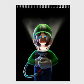 Скетчбук с принтом Luigis Mansion в Белгороде, 100% бумага
 | 48 листов, плотность листов — 100 г/м2, плотность картонной обложки — 250 г/м2. Листы скреплены сверху удобной пружинной спиралью | Тематика изображения на принте: game | luigis mansion | mario | nintendo | видеоигра | игра | луиджи | марио | привидение | призрак