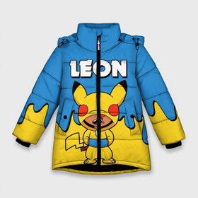 Зимняя куртка для девочек 3D с принтом Brawl Stars Leon Pikachu в Белгороде, ткань верха — 100% полиэстер; подклад — 100% полиэстер, утеплитель — 100% полиэстер. | длина ниже бедра, удлиненная спинка, воротник стойка и отстегивающийся капюшон. Есть боковые карманы с листочкой на кнопках, утяжки по низу изделия и внутренний карман на молнии. 

Предусмотрены светоотражающий принт на спинке, радужный светоотражающий элемент на пуллере молнии и на резинке для утяжки. | Тематика изображения на принте: brawl stars | brawl stars crow | brawl stars crow phoenix | brawl stars leon | brawl stars leon shark | brawl stars robot spike | brawl stars spike | бравл старс