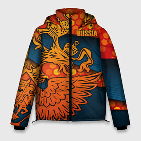 Мужская зимняя куртка 3D с принтом RUSSIA Sports Uniform в Белгороде, верх — 100% полиэстер; подкладка — 100% полиэстер; утеплитель — 100% полиэстер | длина ниже бедра, свободный силуэт Оверсайз. Есть воротник-стойка, отстегивающийся капюшон и ветрозащитная планка. 

Боковые карманы с листочкой на кнопках и внутренний карман на молнии. | Тематика изображения на принте: aesthetic | collection | fashion | hybrid | original | pro | review | russia | sports | герб | орнамент | россия | рф | спорт | униформа | форма