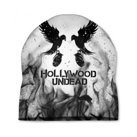 Шапка 3D с принтом HOLLYWOOD UNDEAD в Белгороде, 100% полиэстер | универсальный размер, печать по всей поверхности изделия | deuce | hollywood undead | hu | j dog | shady jeff | голливуд | голливудская нежить | даниэль мурильо | джордан террелл | джордж артур рейган | дилан альварес | мэттью сент клер | нежить