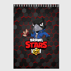 Скетчбук с принтом BRAWL STARS CROW в Белгороде, 100% бумага
 | 48 листов, плотность листов — 100 г/м2, плотность картонной обложки — 250 г/м2. Листы скреплены сверху удобной пружинной спиралью | brawl stars | bull | colt | crow | leon | stars | берли | бо | брок | ворон | джесси | динамайк | дэррил | кольт | леон | мортис | нита | пайпер | пенни | поко | пэм | рикошет | спайк | фрэнк | шелли | эль примо